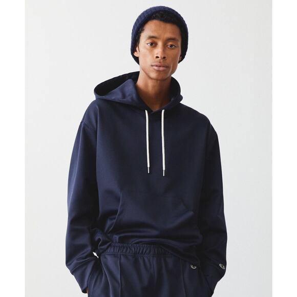 Todd Snyder Champion Relaxed Interlock Jersey Hoodie size XXL Navy NWT *FLAW* - Picture 1 of 8